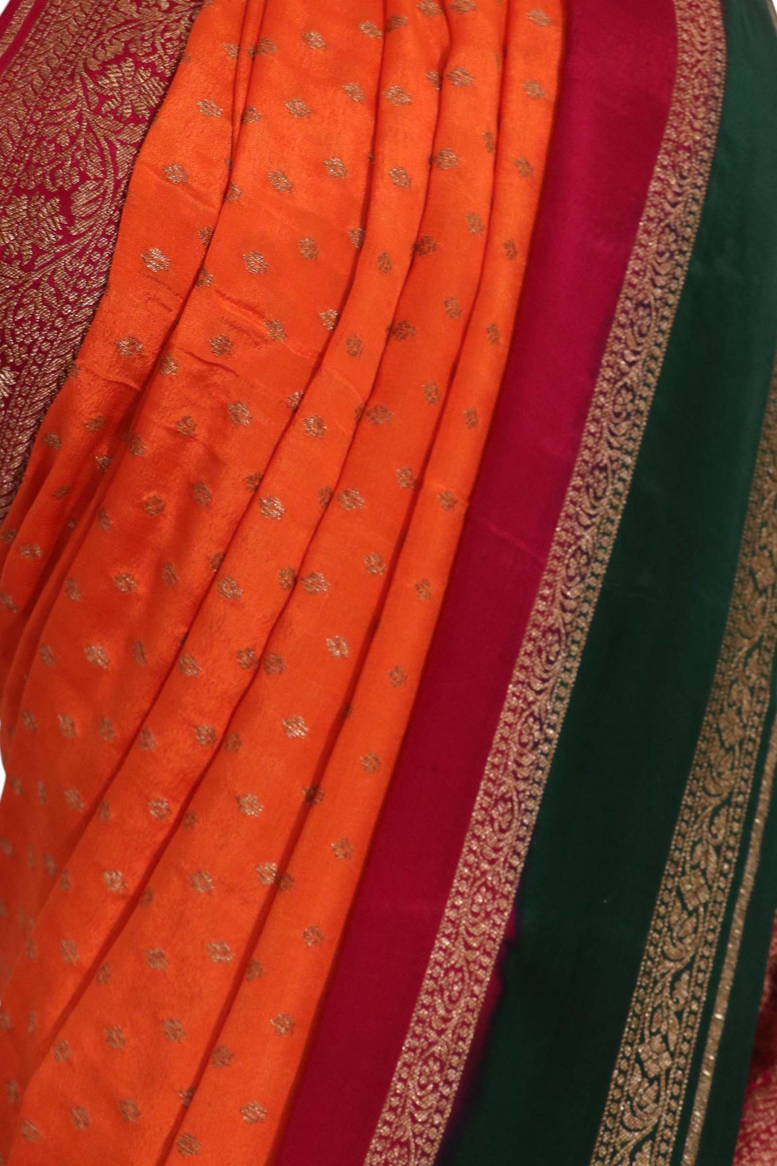 Pure Handloom Zari Butta Banarasi Crepe Silk Saree AL206218